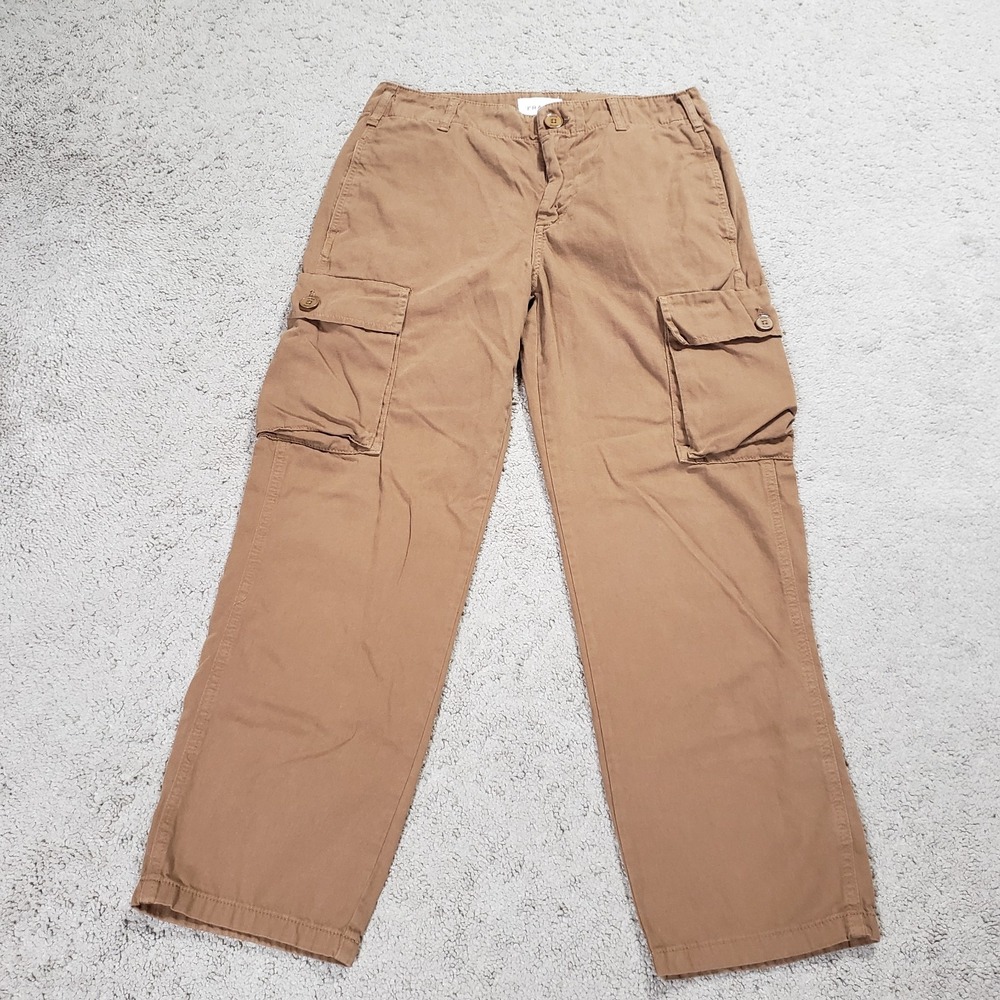 FRAME Cargo Pants Size 26โ Latte 100% Cotton Tan Utility Straight Leg 28x26
